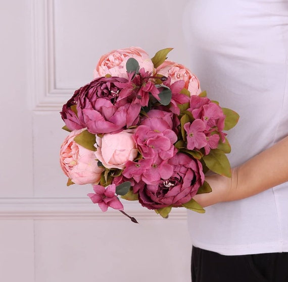 Pack of 1 New Sweetened Bean Silk Flowers Fake Peonies Vintage Bouquet Home Table Centerpieces Wedding Decoration Pack of 1 New Sweetened Bean Silk Flowers Fake Peonies Vintage Bouquet Home Table Centerpieces Wedding Decoration
