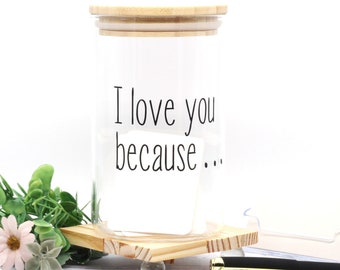 Love You Because Jar with 50 Notecards, Love Notes Jar