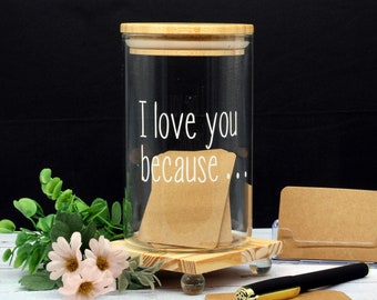 Love You Because Jar with 50 Notecards, Love Notes Jar