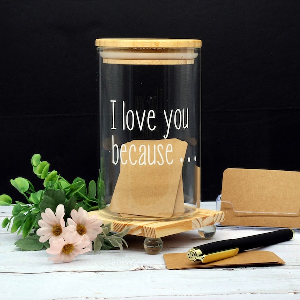 Love You Because Jar with 50 Notecards, Love Notes Jar