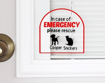 Pet Emergency Decal In Case of Emergency Pet Inside Sticker