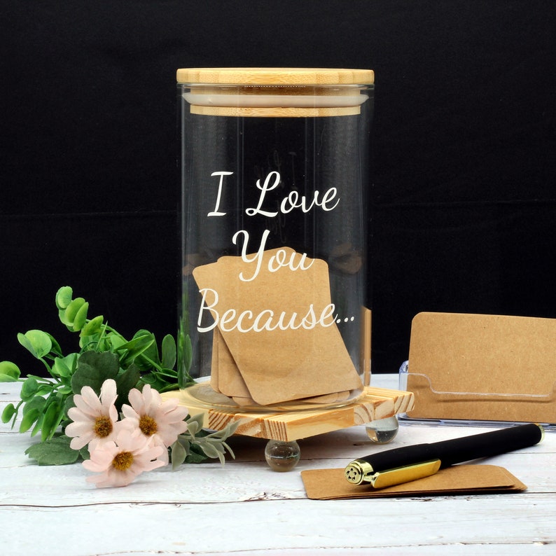 Love You Because Jar with 50 Notecards, Love Notes Jar image 4