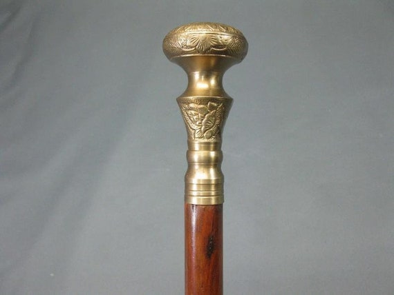 3 FOLD Vintage Brass Handle Walking Cane Victorian Walking Wooden Stick Canes 