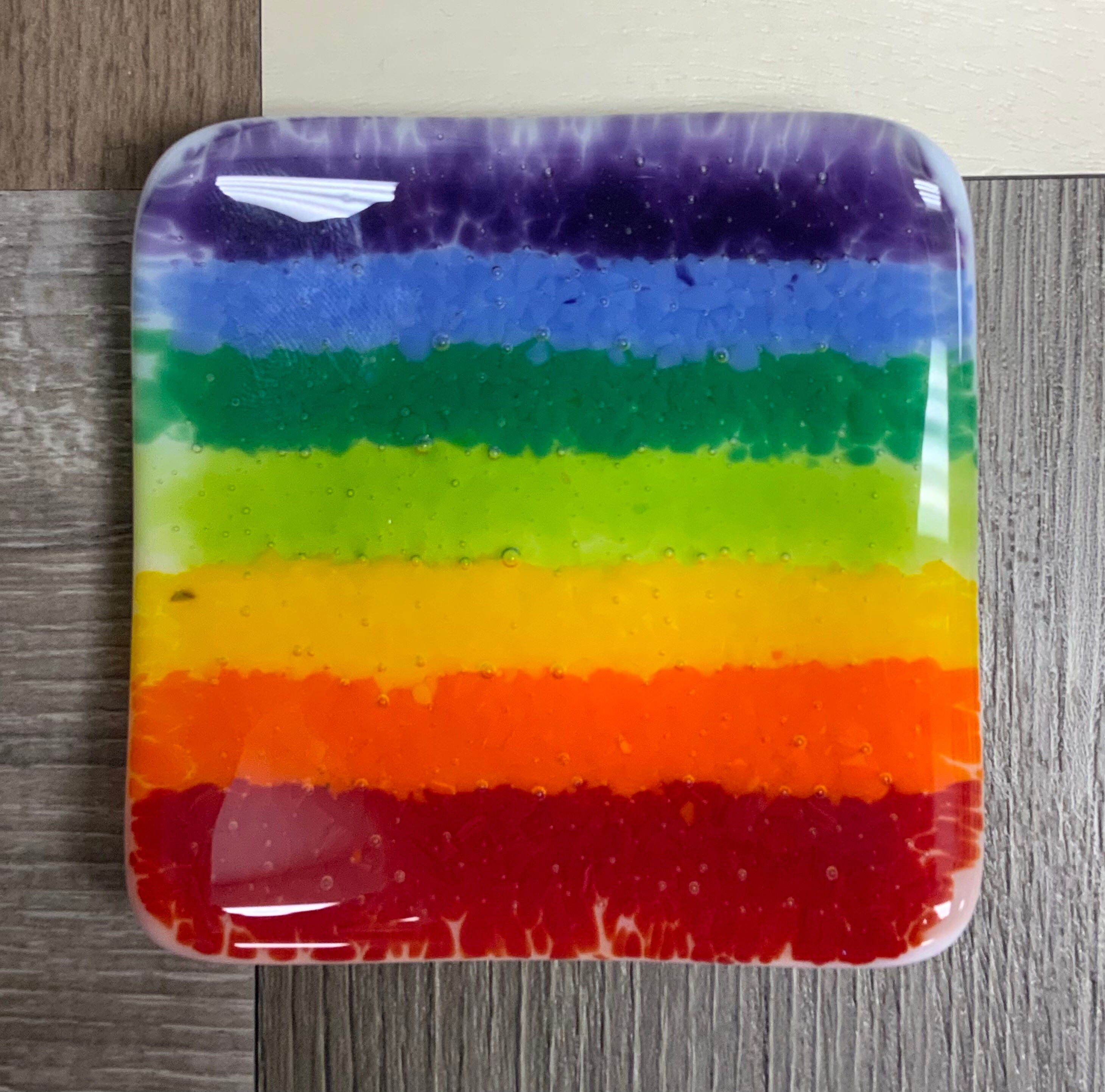 Fused Glass Trinket Dish 3 cuadrado Rainbow MHG100 Etsy