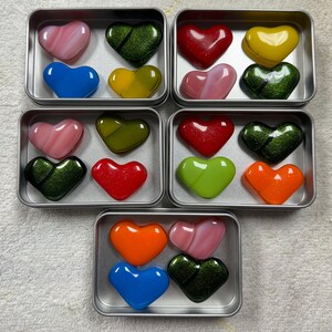 Fused Glass Magnet Set (4) -  Colorful Hearts MHG620