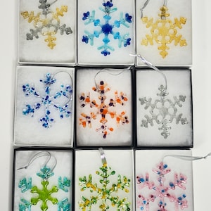 Fused Glass Snowflakes 3.75&quot; - Various Colors - MHG302