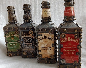 Jack Daniels Steampunk Bottle 1L Antique Brass / Gold / Vintage