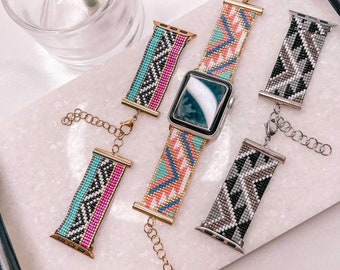 Miyuki Beaded Apple Watch Band: Stainless Steel, Adjustable Strap