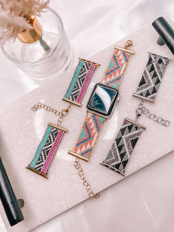Miyuki Beaded Apple Watch Band: Stainless Steel, Adjustable Strap