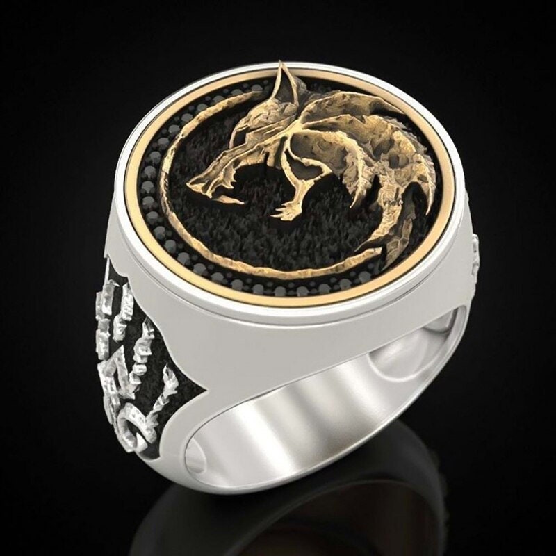 Witcher Wolf Ring Geralt of Rivia Official Witcher Netflix & Ring Witcher Necklace White