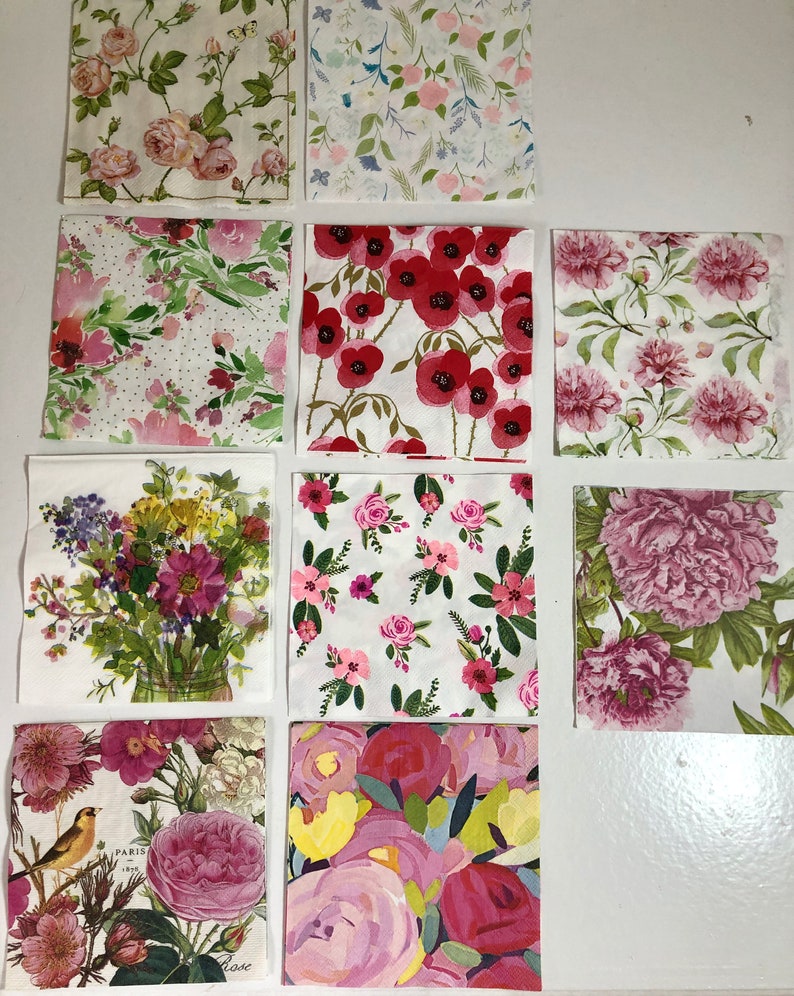 10 Floral Paper Napkins Great for Decoupaging Scrapbooking Etsy