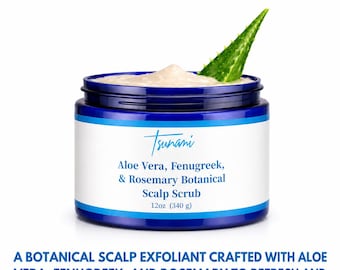 Clarifying Scalp Scrub Aloe Vera Fenugreek Rosemary for Curly Coily Textured Hair 12 oz