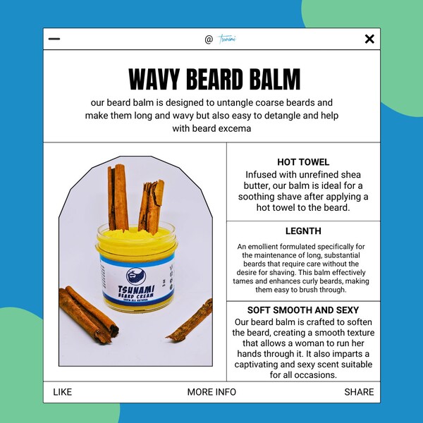 4 oz Tsunami Beard Cream – Anti-Eczema | Anti-Itching Beard Moisturizer | Perfect for Wavy Beards | Provides Hold & Prevents Dry Skin