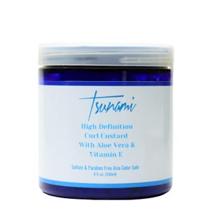 Curl Defining Custard for Curly & Coily Hair – Flake-Free, Handcrafted, Organic Aloe and Bergamot, Tsunami HD Curl Custard