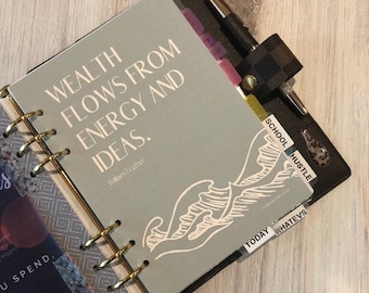 Printable Planner Dashboard - Wealth - Finance Planner - Inspirational - A5 - Happy Planner Size - 7 x 9.25 - Letter Size