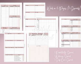 Printable Weekly Planner - Undated - Productivity Planner - Health Planner - Self-Care Planner - A5 Size