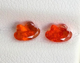 Natural Mandarin Orange Spessartine Garnet Cloud Cut Pair – 5.5 mm Loose Gems for Earrings, January Birthstone