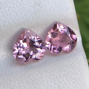 Baby Pink Tourmaline Heart Pair: October Birthstone, 1.50 Ct, 6 MM