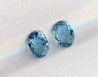 Natural Unheated Santa Maria Aquamarine 7 MM Oval Pair - 1.10 Carat Pair - Top Shade Aquamarine - March Birthstone - Aquamarine For Jewelry.