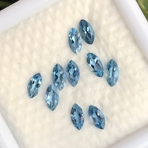 Natürlicher unbeheizter Aquamarin - Lupenrein - IGITL zertifiziert - 6 MM Santa Maria Aquamarin Marquise - 0,45 Karatpaar - März Geburtsstein.