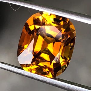 Natural Golden Orange Citrine Gemstone: 3.40 Carat Old Mine Cut, 10mm Cushion