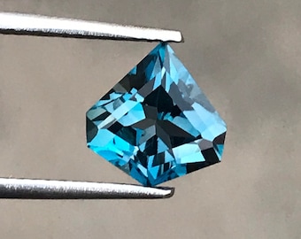 Topacio azul de Londres natural, piedra preciosa de fantasía azul de 9 mm y 2,20 ct, piedra natal de diciembre.