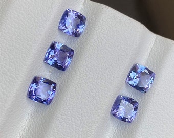 Natural Tanzanite - Tanzania Mines - Tanzanite 5 MM Cushion 5 pcs Lot - Tanzanite Blue - Tazanite 3.00 Carat Lot - December Birthstone