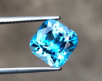 Natural Swiss Blue Topaz Cushion 9mm 4.30Ct December Birthstone for ring