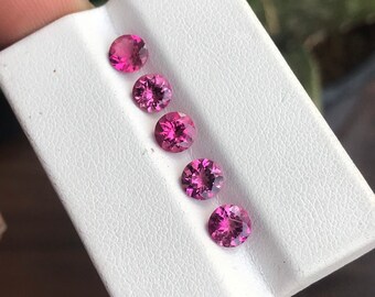 Natuurlijke roze toermalijn, ronde 5 MM, 2,45 karaat, oktober geboortesteen voor ring. 5 stuks