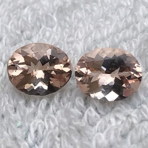 Natural Peach Morganite Pair: 2.00 Carat, 8MM Oval, June Birthstone