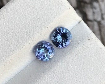 Natural Tanzanite Pair: 5mm Violet Blue Gemstones, December Birthstone