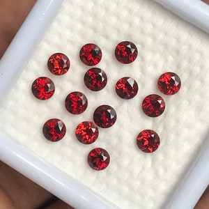 Lote de granate de Mozambique natural: piedra de nacimiento de enero redonda de 4 mm