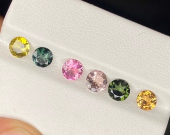 Natural Tourmaline -Tourmaline Multi Colour -  Tourmaline 5 MM Round - October Birthstone - Tourmaline 6 Pieces Lot - 2.60 Carat Lot.