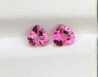 Rose Pink Tourmaline Heart Cut 5mm 0.80 Carat Pair October Birthstone Gemstone for Jewelry
