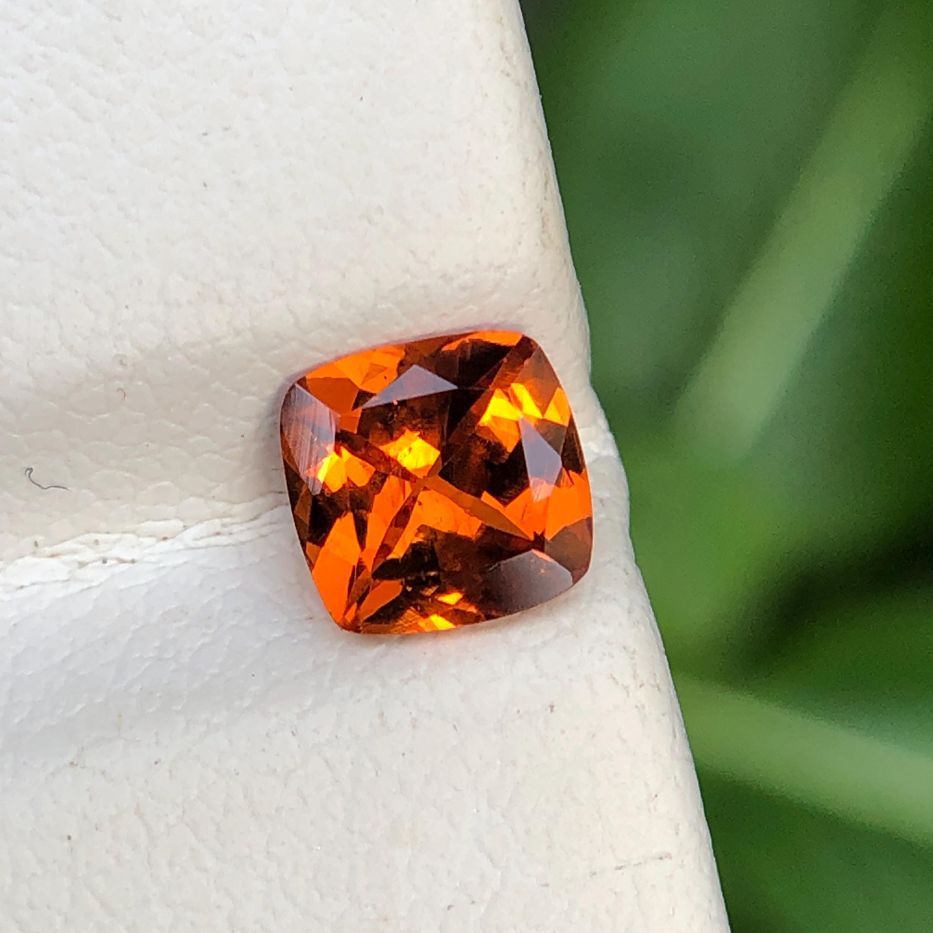 Natural Orange Fanta Spessartine Garnet Cushion Cut – 0.65 Ct 5mm