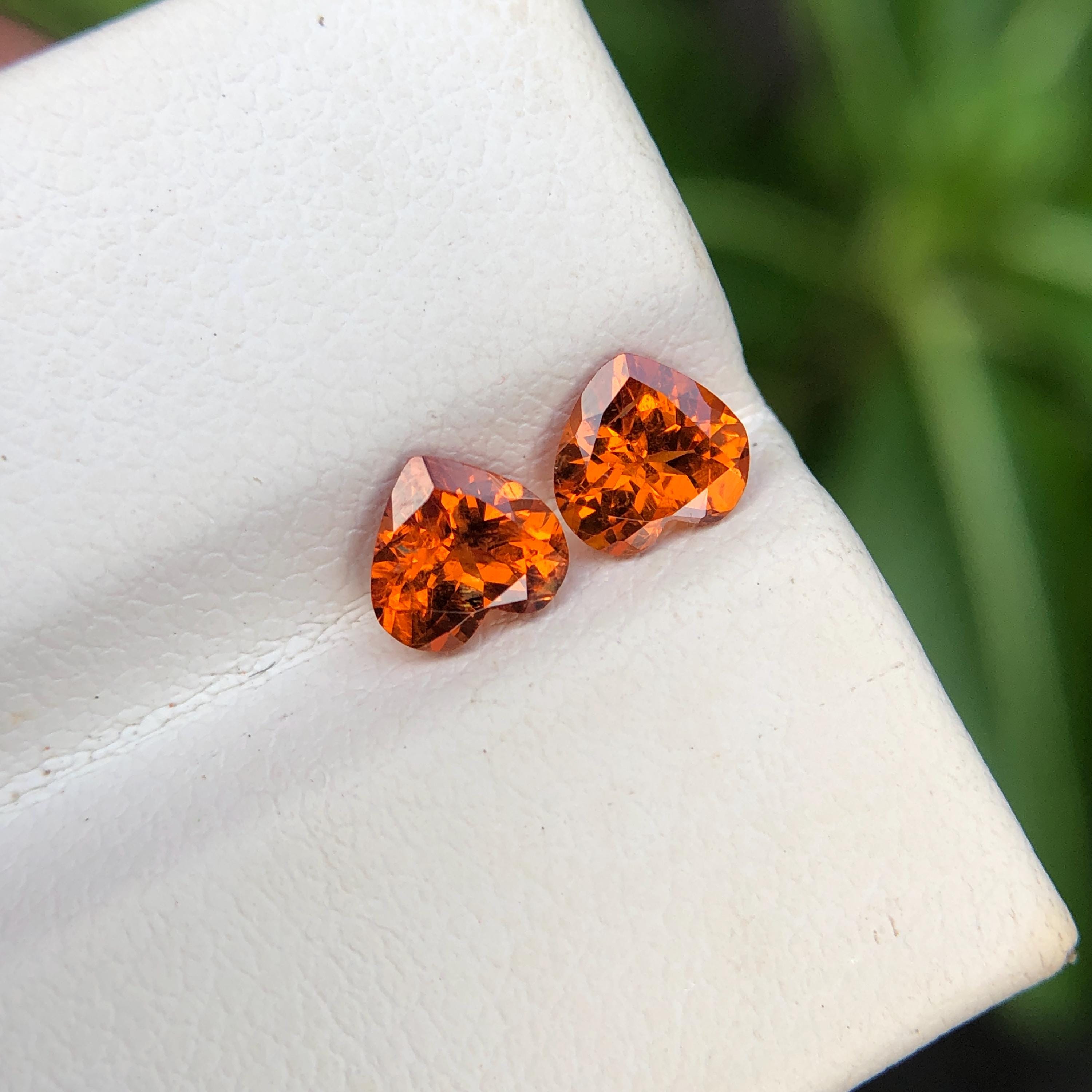 Fanta Spessartine Garnet Heart Pair – 1 Ct 5mm Loose Gemstone for