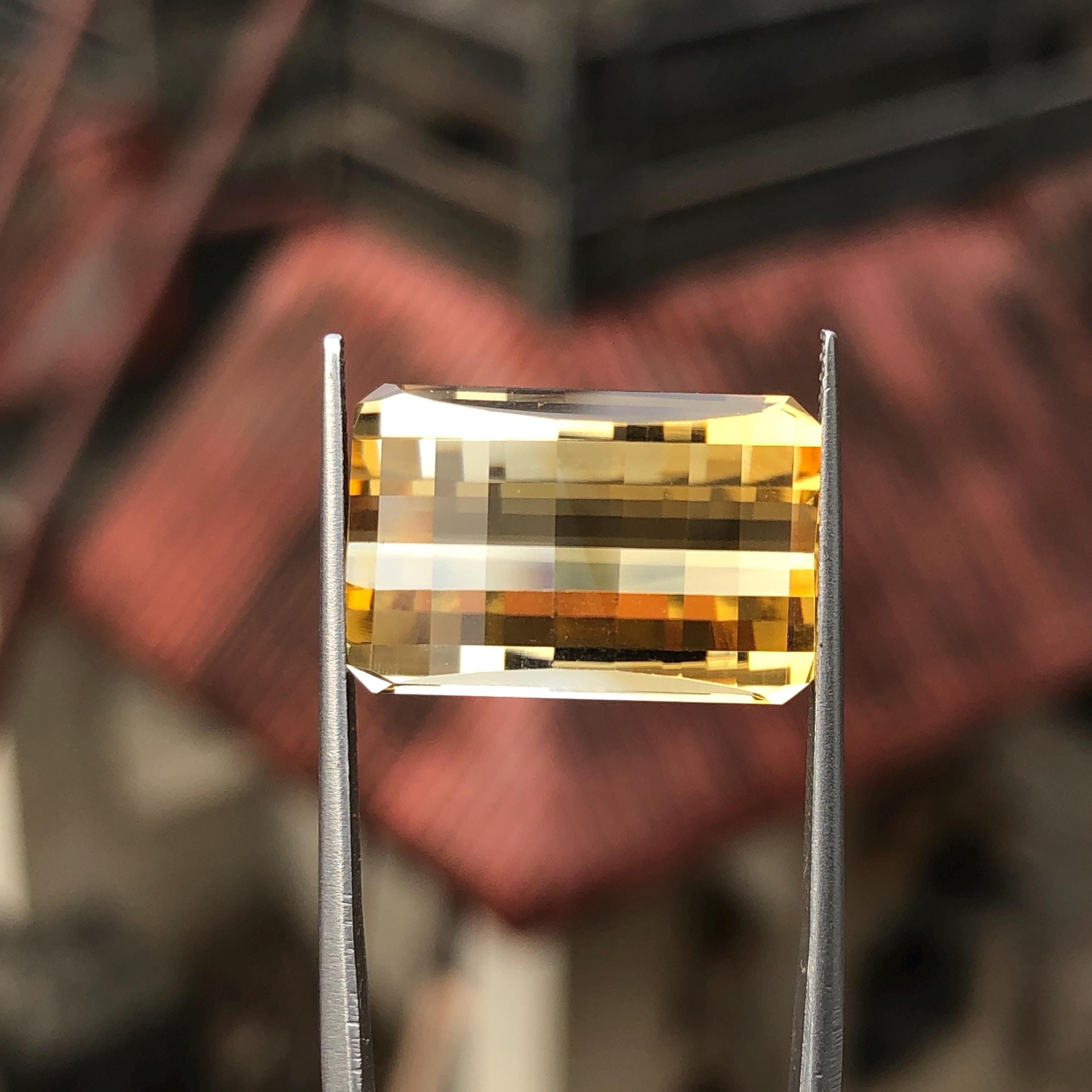 Pixel cut citrine - 18 mm citrine octagon - Citrine opposite bar Cut - 16.45 Carat pixel cut citrine - pixel cut citrine for Jewelry
