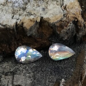 Top Rainbow Moonstone Pear - 6 MM Moonstone Pear Pair - 0.70 Carat Moonstone Pair - Moonston Pear Cut - Faceted Moonstone -Rainbow Moonstone