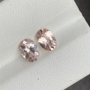 Natural Peach Morganite Pair: 1.60 Carat Oval Gemstones, June Birthstone