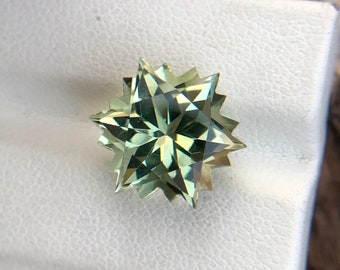 Prasiolite snowflake cut | natural Prasiolite | 13.5 mm prasiolite hexagon | Prasiolite for jewelry | Green Amethyst | 6.15 Ct Prasiolite.