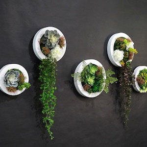 Unique Realistic 3D Rustic Faux Artificial Succulents Wall Art Handmade Metal Frame Tropical Plant Decorations