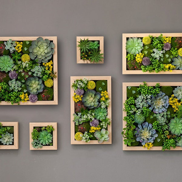 Faux Plant Succulent Wall, Faux Greenery Foliage With Stem, Fake Succulents, Decor Living Wall Art