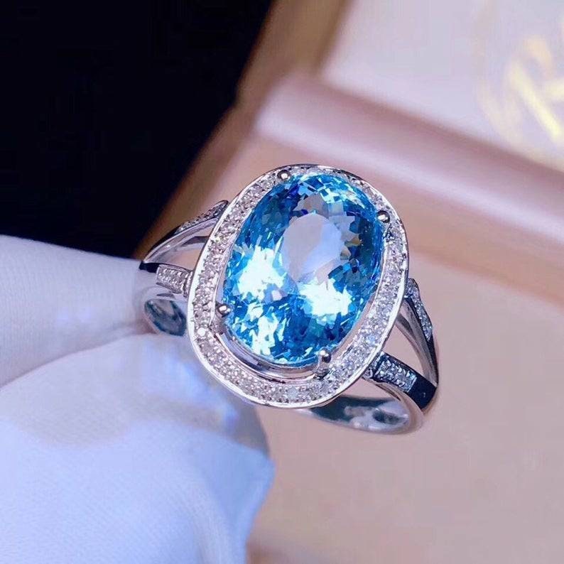 Topaz Oval Ring Natural Topaz Ring Topaz Ring Topaz Silver Ring 925 Sterling Silver Bridal Shower Ring Blue Topaz Ring Gift For Her