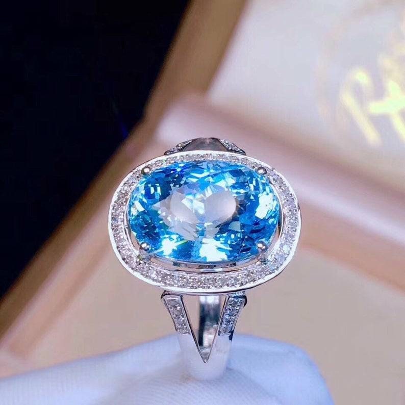 Topaz Oval Ring Natural Topaz Ring Topaz Ring Topaz Silver Ring 925 Sterling Silver Bridal Shower Ring Blue Topaz Ring Gift For Her