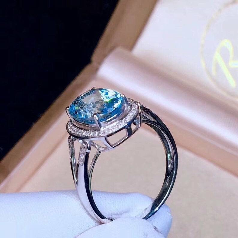 Topaz Oval Ring Natural Topaz Ring Topaz Ring Topaz Silver Ring 925 Sterling Silver Bridal Shower Ring Blue Topaz Ring Gift For Her