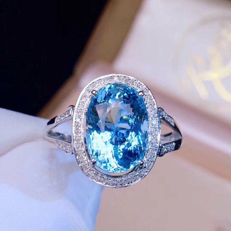 Topaz Oval Ring Natural Topaz Ring Topaz Ring Topaz Silver Ring 925 Sterling Silver Bridal Shower Ring Blue Topaz Ring Gift For Her