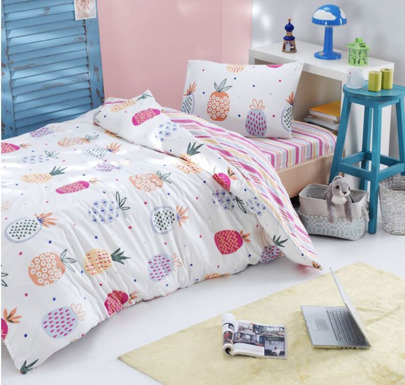 Pure Cotton Queen Twin Pineapple Bedding Set / Kids Duvet Etsy