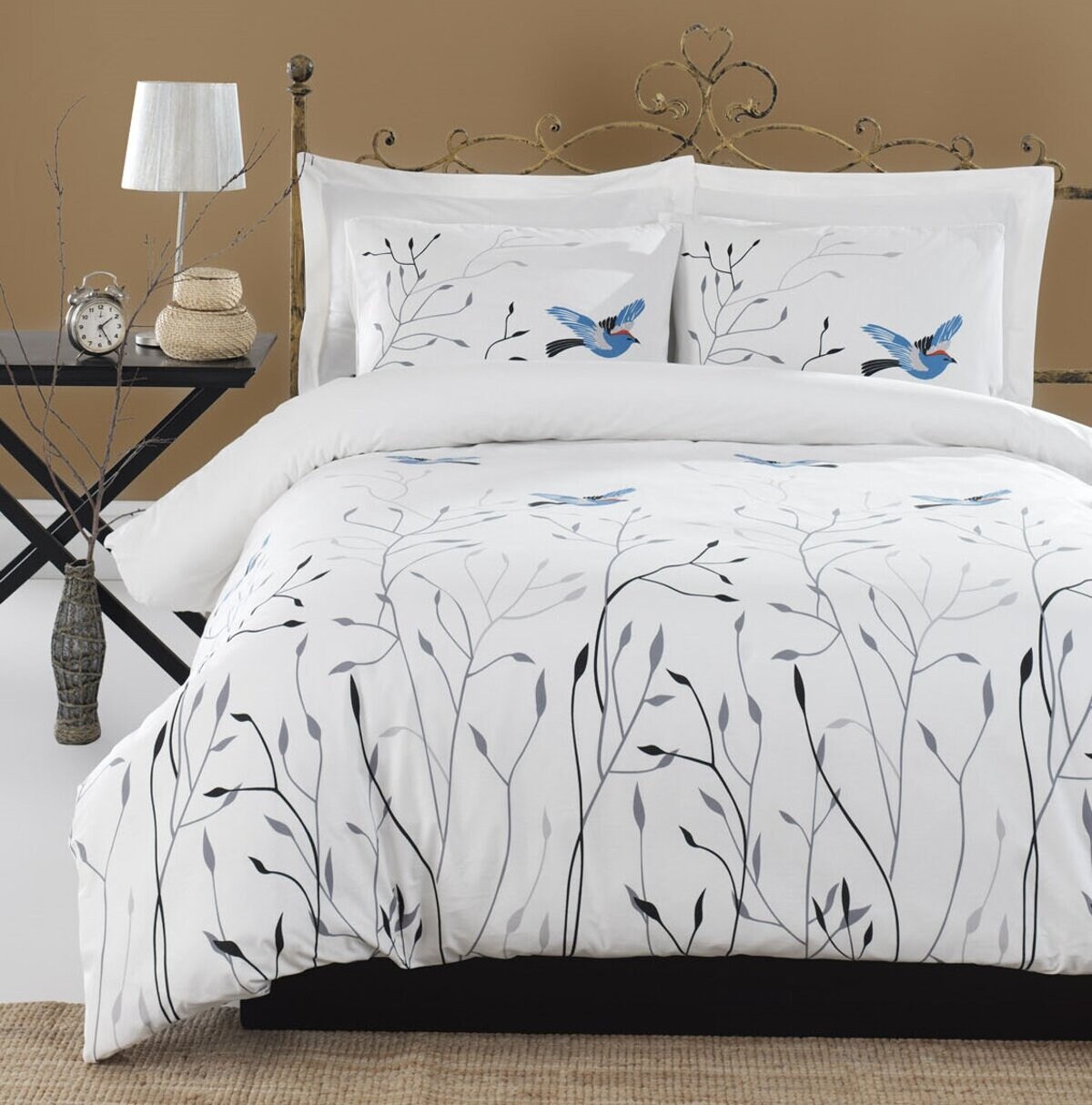 Birds Bed Sheet Included 100 Cotton Full Double Bedding Set Etsy