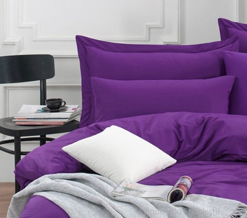 Purple Cotton Full Twin Bed Sheets Set / Purple Romantic Girls Etsy