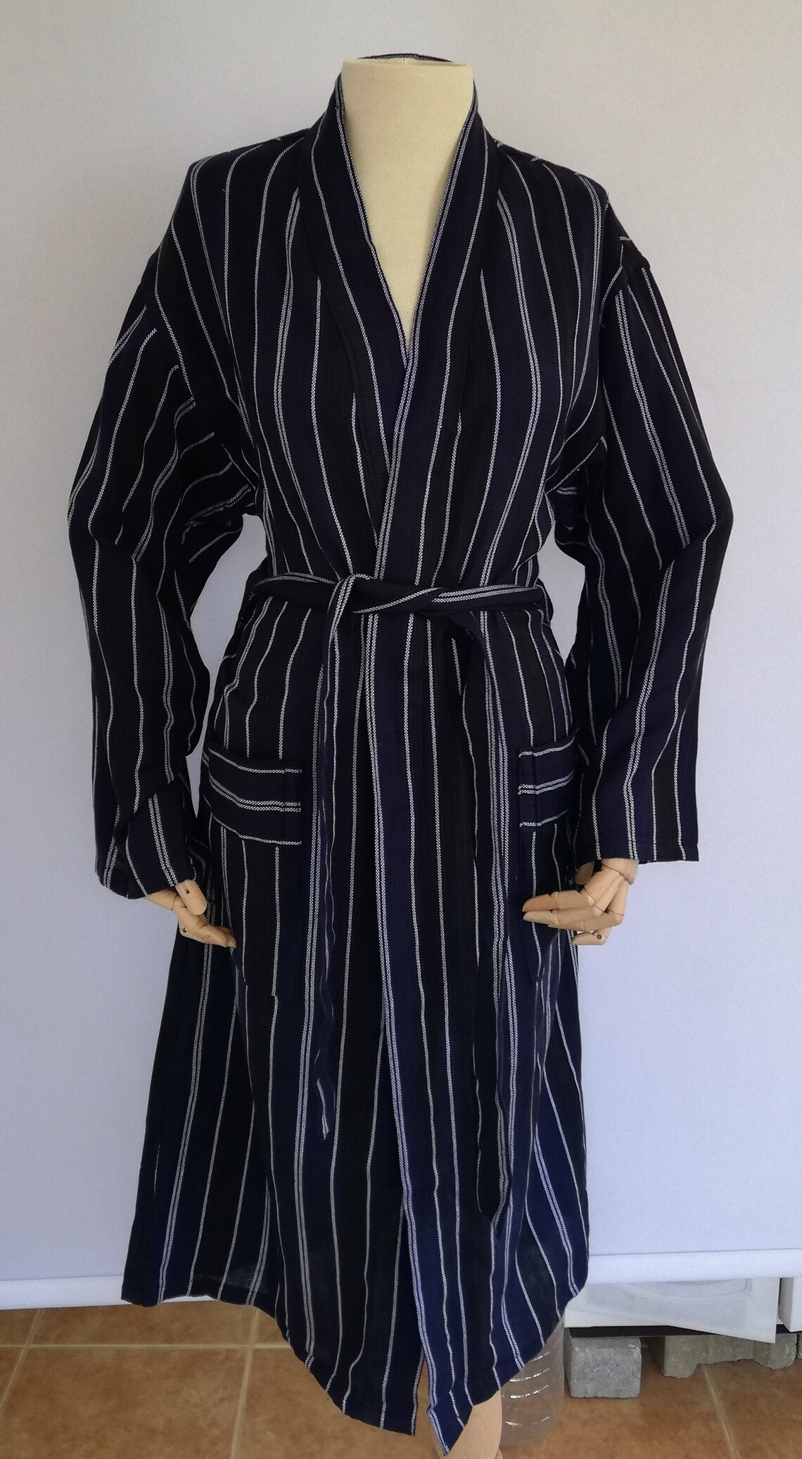 Linen & cotton blue unisex robe / Sauna robe gym robe beach Etsy